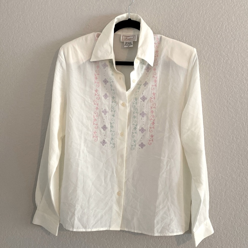 Vintage Tradition polyester‎ embroidered button down shirt